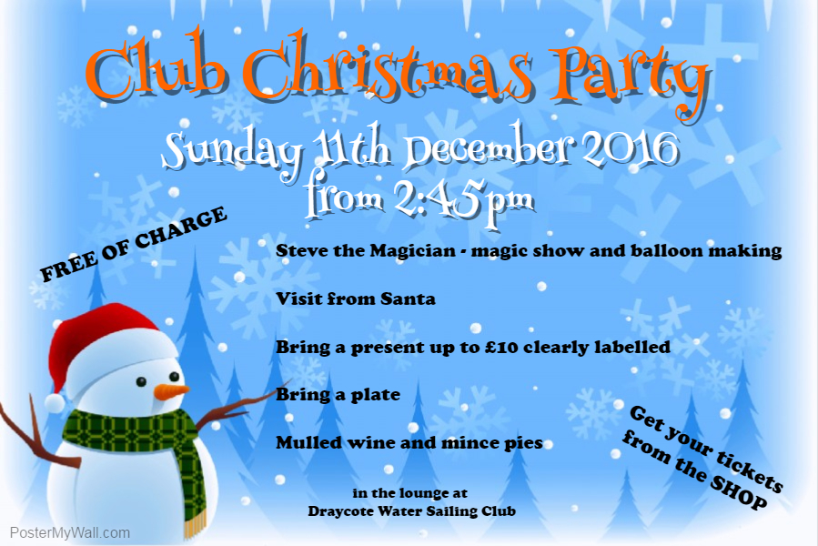 Club Christmas Party – Sunday 11th December from 2:45pm